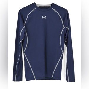 UNDER ARMOUR Blue Heat Gear Shirt Compression Long Sleeve Crewneck Mens Size L